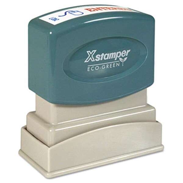 Xstamper Eco-Green Two-Color Title Stamp- ENTERED- Blue-Red 2027 - main